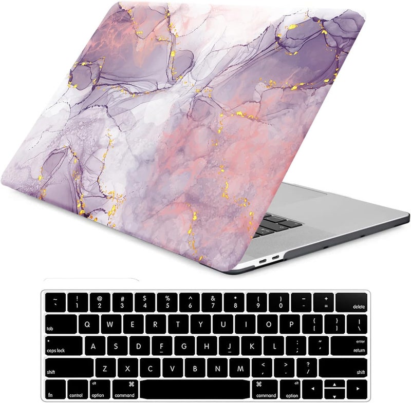 FUNUT for MacBook Air 13 inch Case 2022 2021 2020 2019 2018 Release M1 A2337/A2179/A1932, MacBook Air 2020 Case, Plastic Hard Shell Cover & Keyboard Cover for Mac Air 13.3 inch, Pink Purple - Image 1